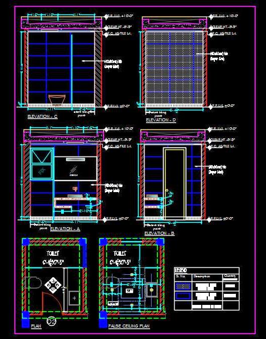 Toilet Design DWG 6'x7'6'' with WC, Basin, and Shower